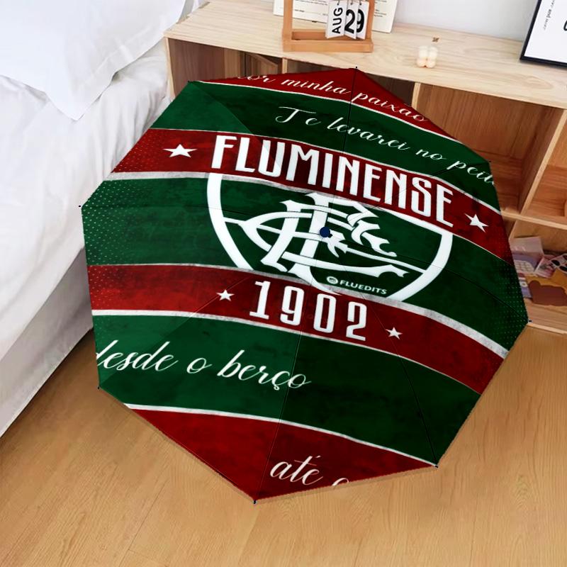 1PC Flumi-nense Football Crest Printed Umbrella Folding umbrella, automatic umbrella 8-Frame for Travel, camping Fan gifts Christmas Gifts