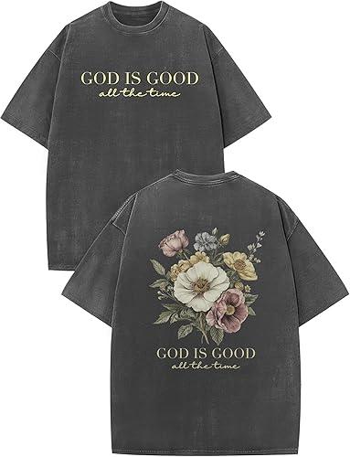 Христианские футболки GOD Is Good Графические футболки Крест Библия Голубь Иисус Религиозная футболка Ретро стирка Топы Унисекс Повседневные топы