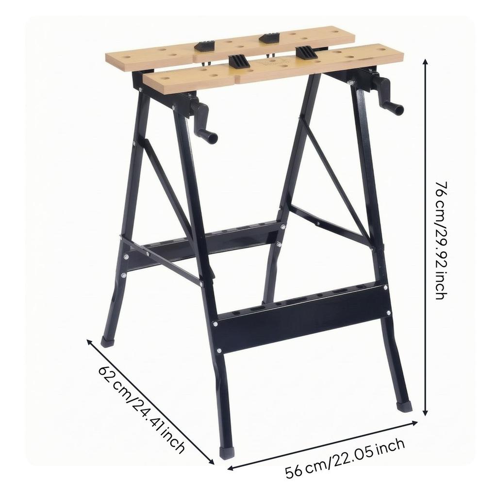 Folding Carpentry Workbench with Clamps Portable Foldable Metal