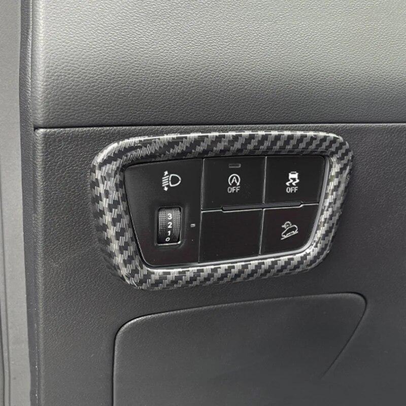 Для Hyundai Tucson NX4 2022 2023 Hybrid N Line ABS углеродное волокно, кнопка регулировки автомобильных фар, накладка, аксессуары