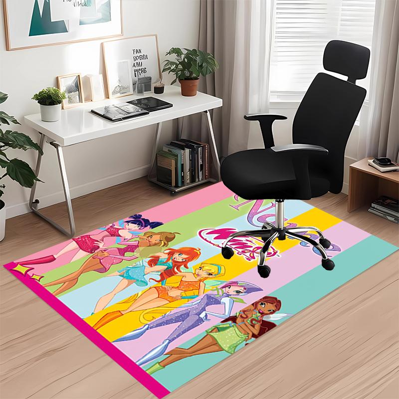 Custom Name Winx Club Printed Carpet Rug For Office Chair Living Room Bedroom Kitchen Room Decor Gifts