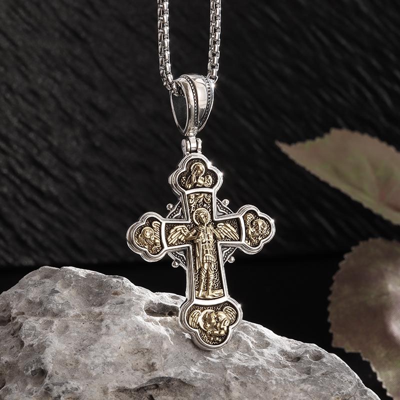 Vintage Catholic Cross Pendant Necklace Men Women Christian Believers Prayer Amulet Jewelry