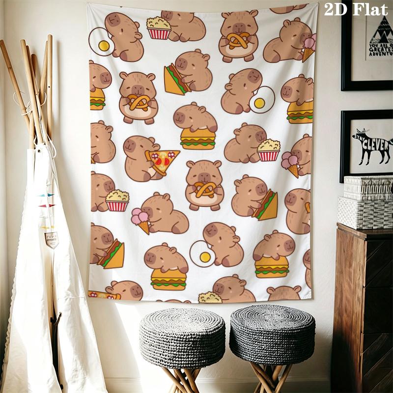 Capybara Wall Tapestry Aesthetic Wall Hanging Printed Fabric Blanket Decorative Tapestries for Bedroom Living Room Home Decor