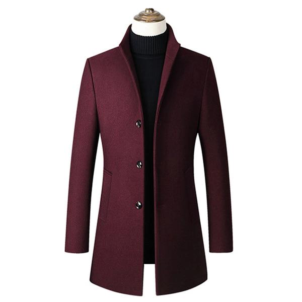 Winter Wool Jackets Men Casual Slim Outwear Long Trench Coat