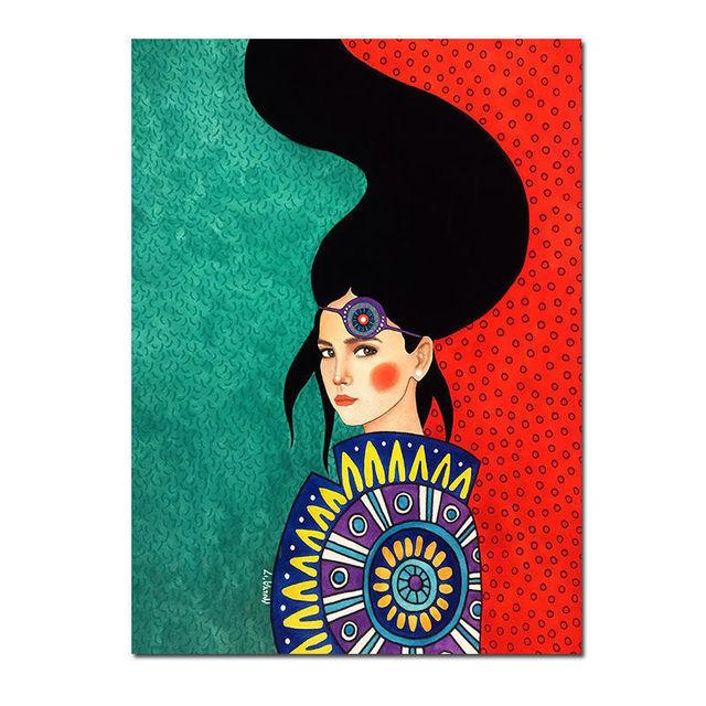 Скандинавская абстрактная девушка, цветок, птица, холст, картина, печать плакатов, винтажная настенная художественная картина для гостиной, домашний декор, Cuadros, без рамки