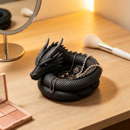 3D-печатная фэнтезийная драконья шкатулка-поддон, готическая драконья шкатулка-поддон, настольный лоток для хранения ключей, органайзер для украшений, настольный компаньон для домашнего офиса