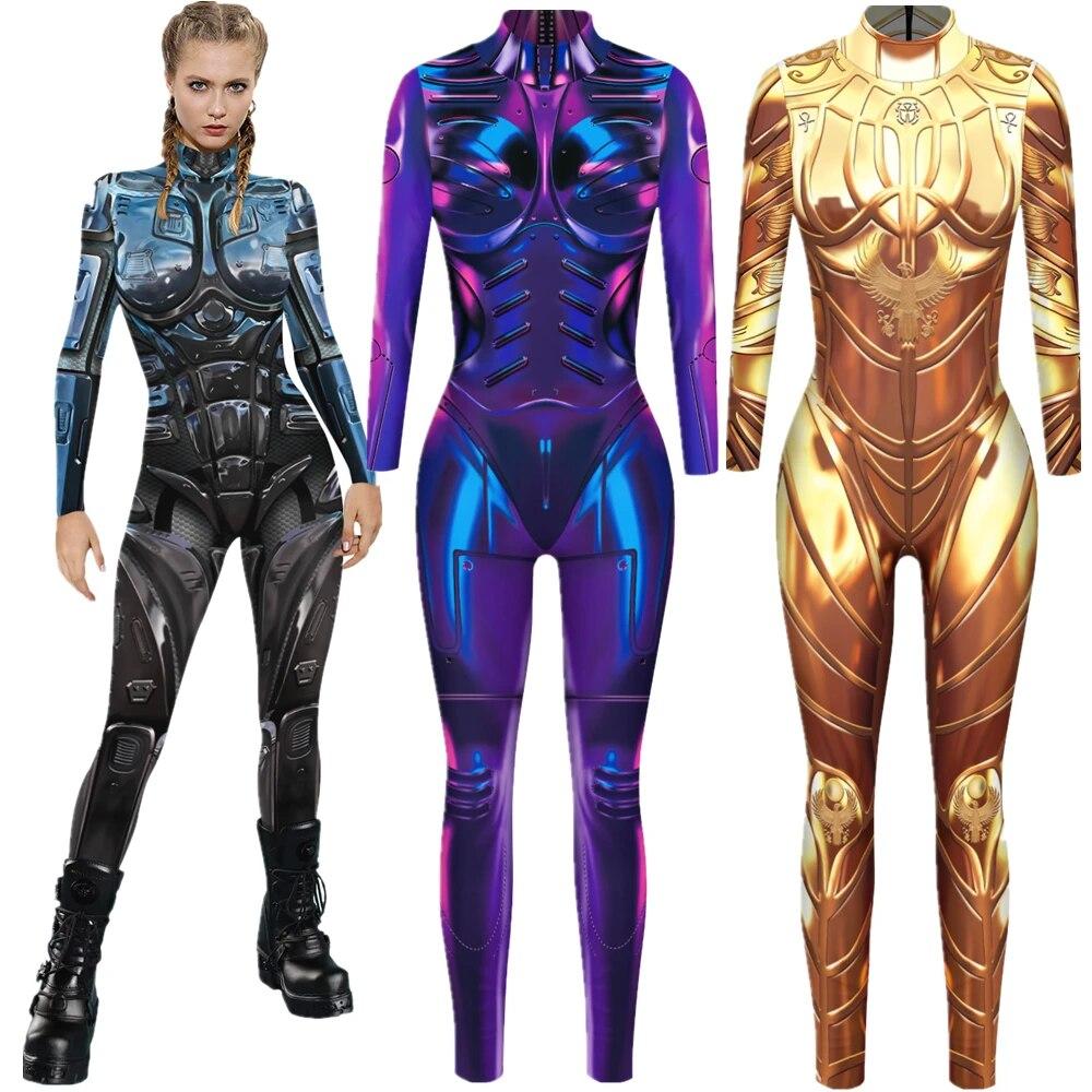 Punk Gothic Jumpsuit Catsuit Sexy Women Cosplay Costumes Halloween Bodysuit