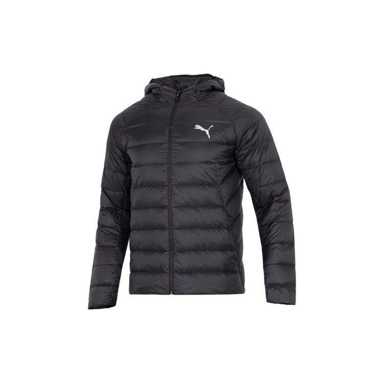 Puma Solid Color Logo Sport Casual Hooded Lightweight Down Jacket Men Outerwear Black 672911-01