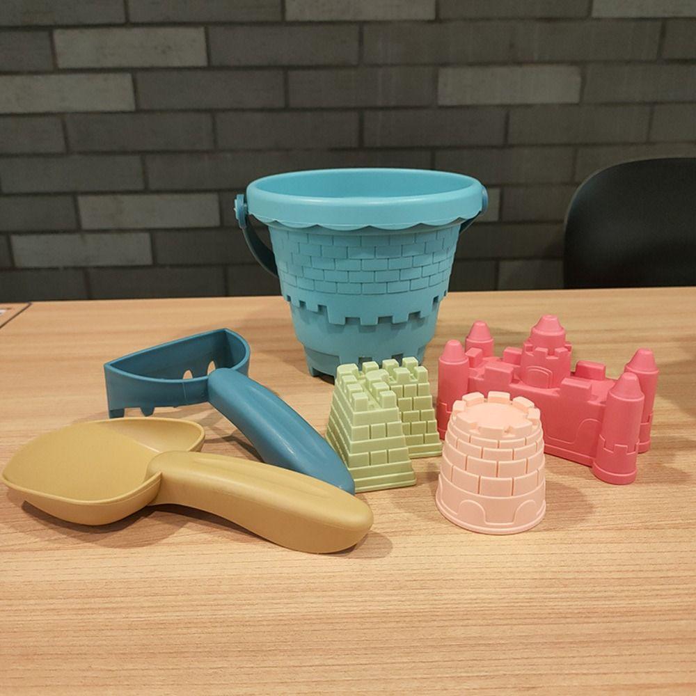 Parent-Children Interactive Beach Castle Bucket Sand Toys Set Digging Sand Kit Shovel Rake Mold