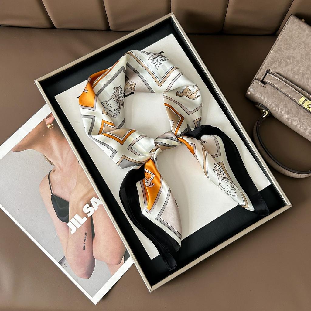 Шелковый шарф женский модный универсальный высокий смысл 70 квадратный шарф защита шеи шарф ретро шарф сумка