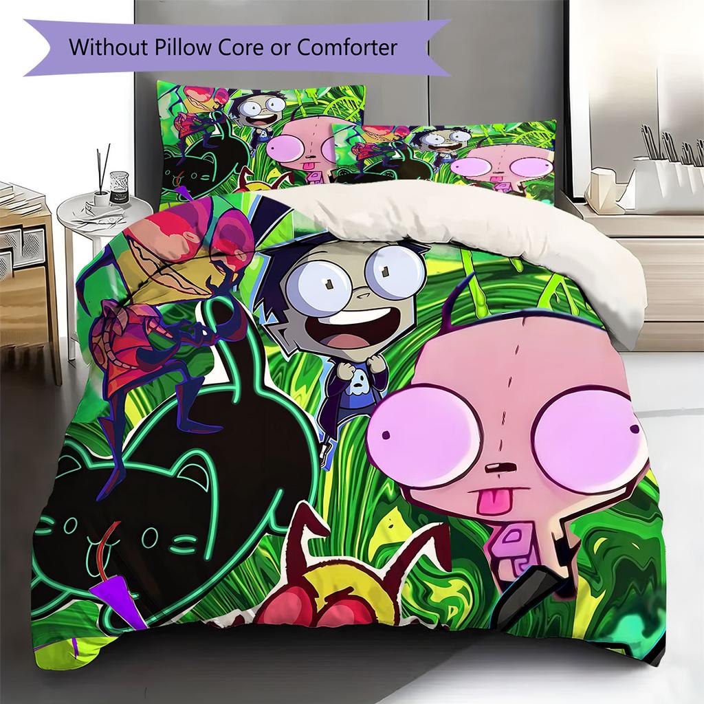 Invaderzim Узор Комплект постельного белья Одеяло Покрывало Наволочка Домашний Декор Подарок на День Рождения (1 пододеяльник + 2 наволочки, без наполнителя)
