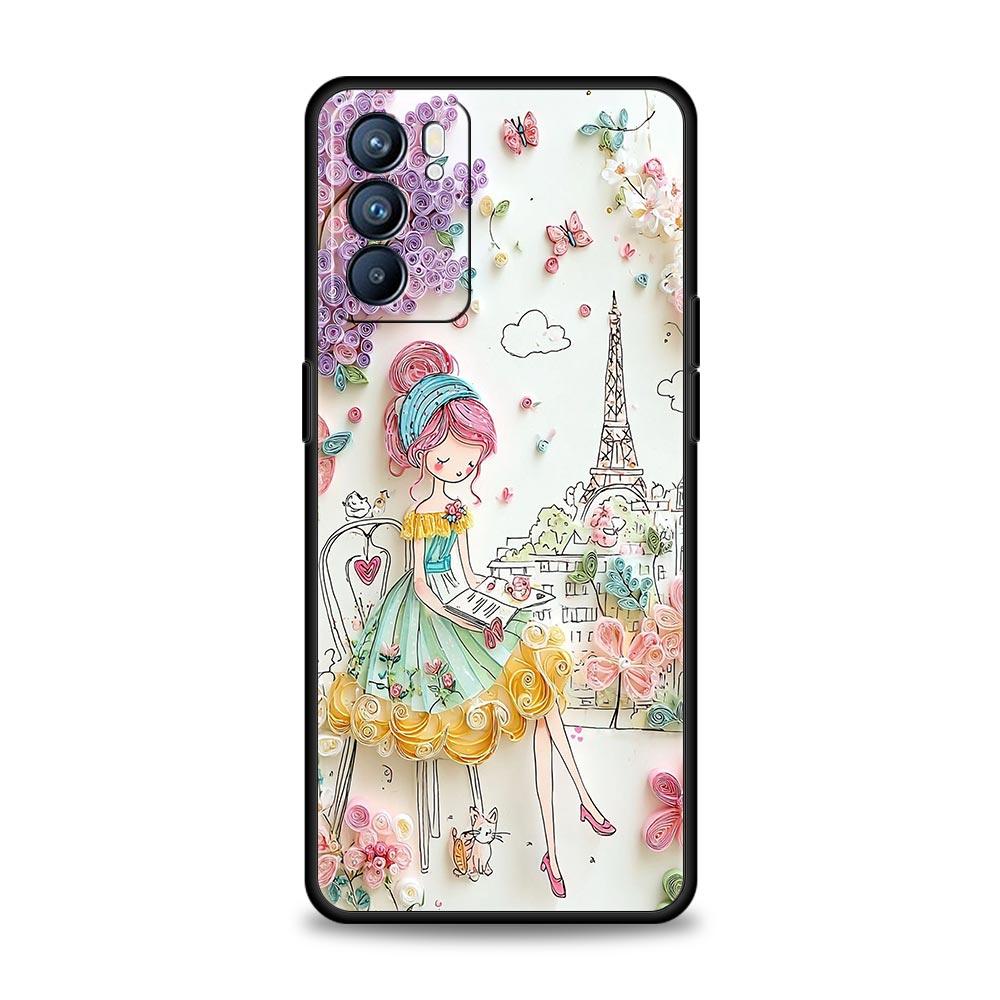 Мультяшный чехол для телефона с девочкой для Oppo A17 A31 A54 A57 A78 A79 A98 Find X5 X6 Reno 6 7 8 10 11 12 13 F Pro 5G Мягкий ТПУ чехол Funda Сумка