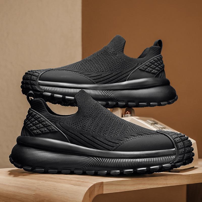 Мужские дышащие сетчатые слипоны 2025 года, резиновый подносок, нескользящая рабочая обувь, удобная повседневная спортивная минималистичная обувь