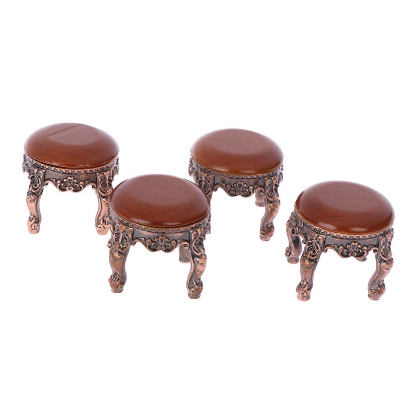 1:12 Кукольный домик Миниатюрная мебель Деревянный круглый кухонный приставной стол и табурет