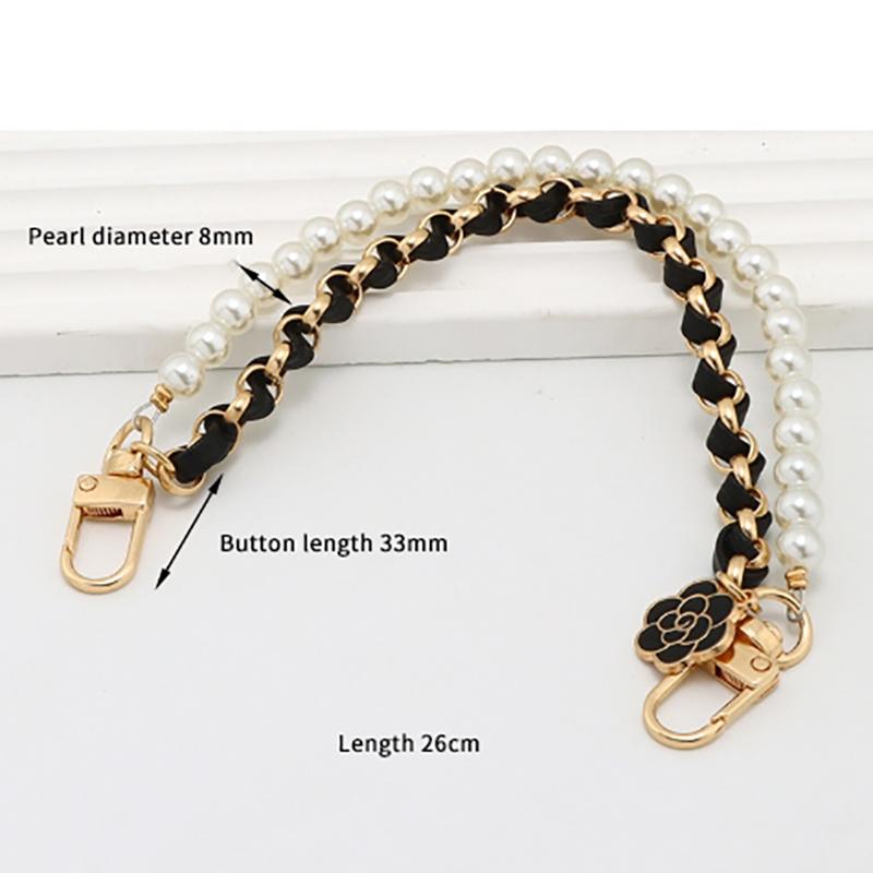 26Cm Pearl Purse Chain Short Handle Replacement Bag Chain Strap Metal Shoulder Chain Handbag Chain Accessories For Purse Bags