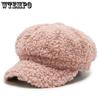 Women's Lamb Wool Berets Autumn and Winter Fashion All-match Hat Painter Octagonal Cap