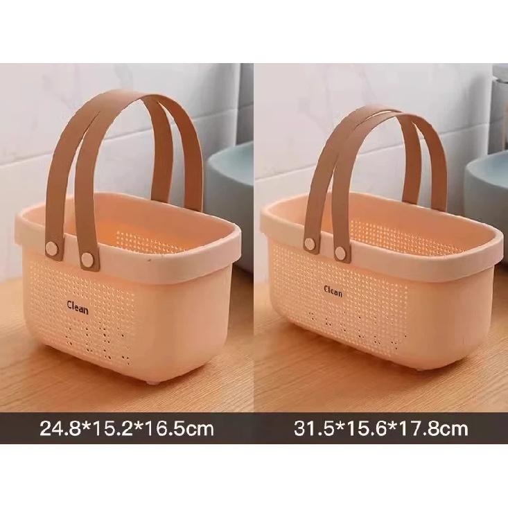 Portable Handle Bath Basket Plastic Mesh Basket Bathroom Shower Wash Bath Large Capacity Storage Basket Toilet Cleaning Supplies