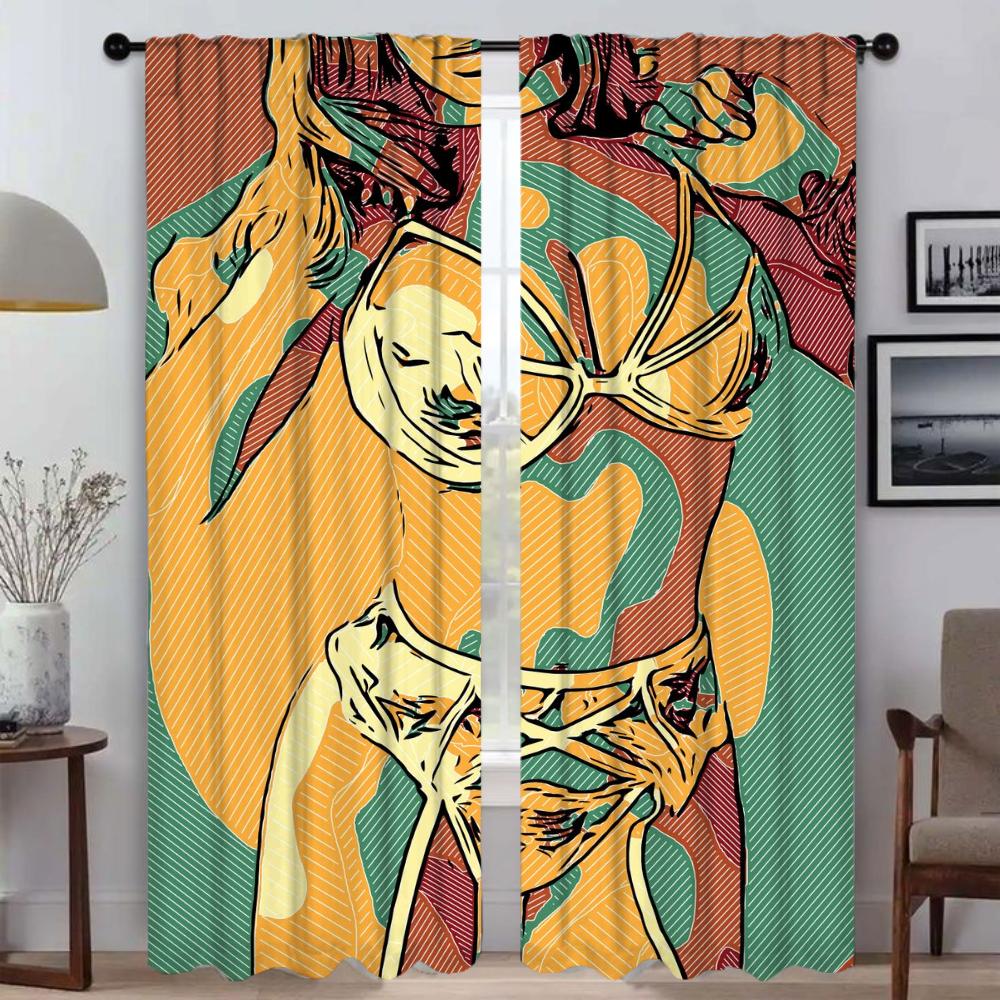 Абстрактные Сексуальные Девушки Перегородки Жалюзи Хэллоуин Украшение Оконная Занавеска для Комнаты 2 Панели Шторы Элегантные Комнатные Занавески Гостиная