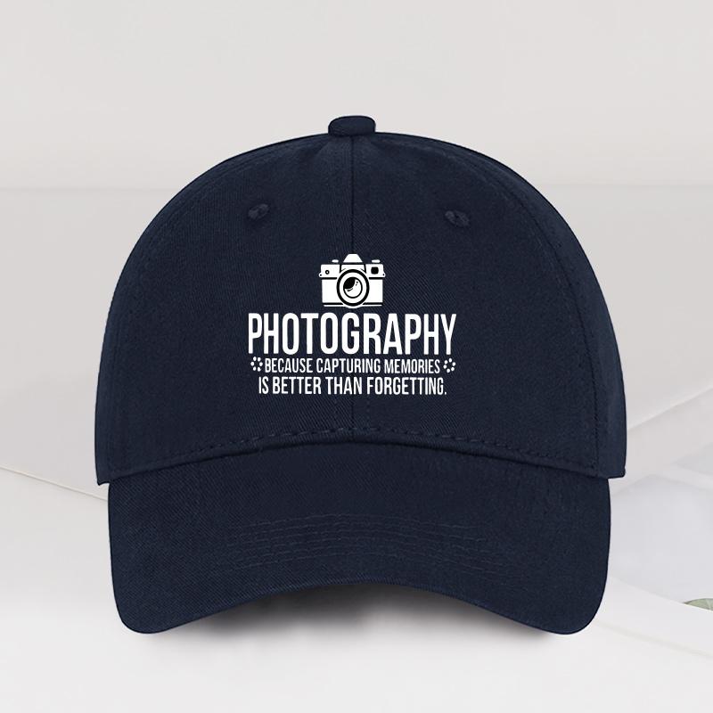 Photography Camera Slogan Printed Baseball Cap Soft Comfortable Lightweight Breathable Adjustable Artistic Creative Minima