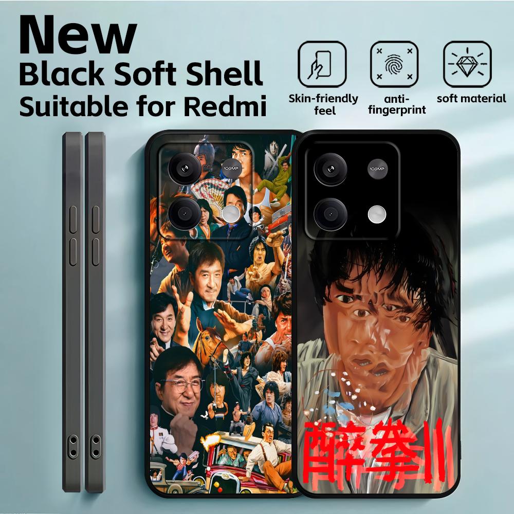 Чехол для телефона со звездой кунг-фу Джеки Чаном для Redmi Note 14 13 12 11 Pro Plus S 5G 14C A3, мягкий черный чехол для телефона