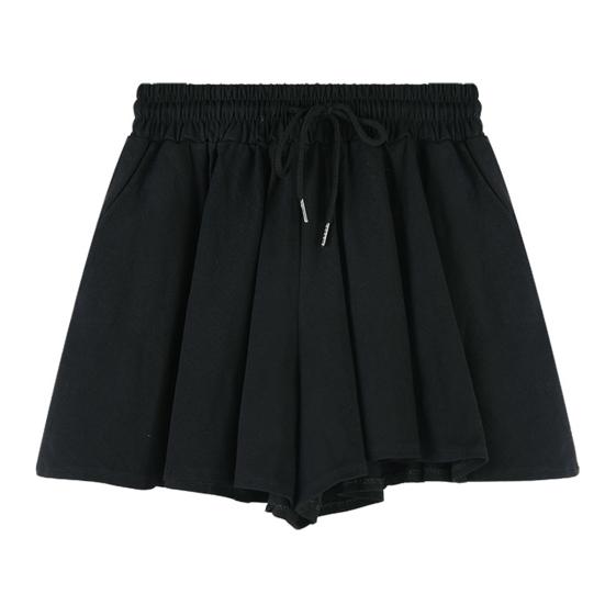 Женские повседневные шорты, эластичные регулируемые шорты с завязками, короткие брюки, сплошной цвет, дизайн с карманами, широкие плиссированные рабочие шорты