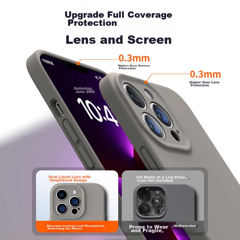 IPhone 13 Pro Max Case, IPhone 13 Pro Max Protective Cover, Full Lens Protection, Liquid Silicone, Ultra-Thin, Shockproof, Simple Soft, Dark Purple