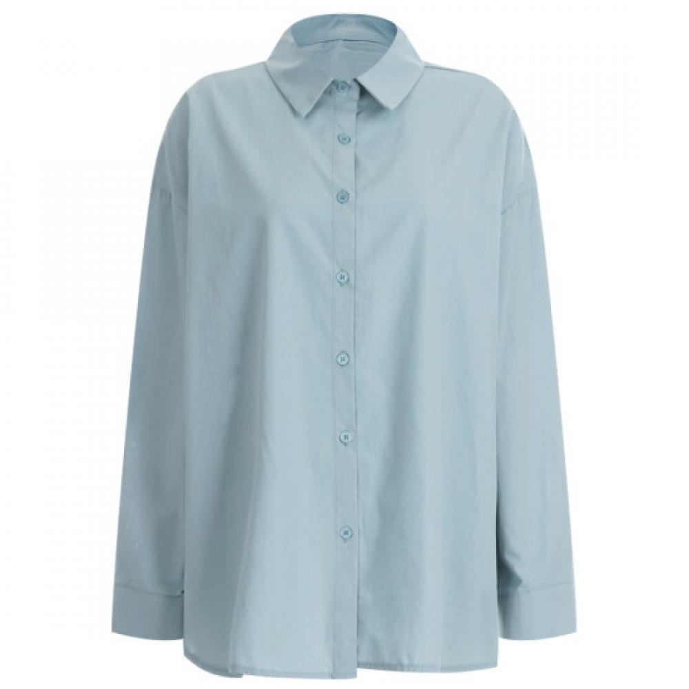 Shop Women Loose Fit Basic Side Slit Shirt Blue Ean Wbl 12086