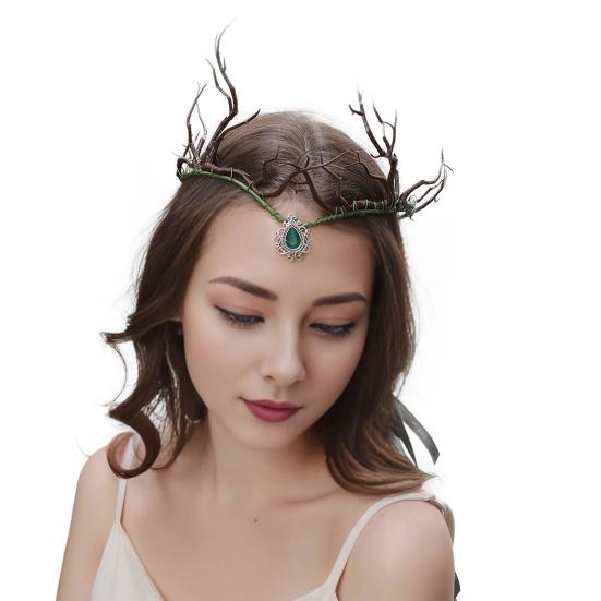 Повязка на голову с короной из цветов феи, регулируемый размер, диадема с лесным цветочным принтом для женщин и девочек, реквизит для косплея на Хэллоуин, свадьбу, фотосессию