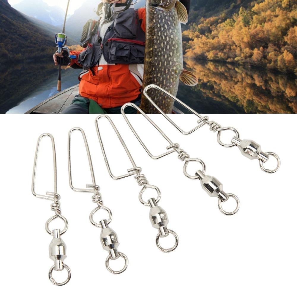 25PCS Stainless Steel Fishing Snap Swivels Rotatable Fishing Swivels Saltwater Fishing