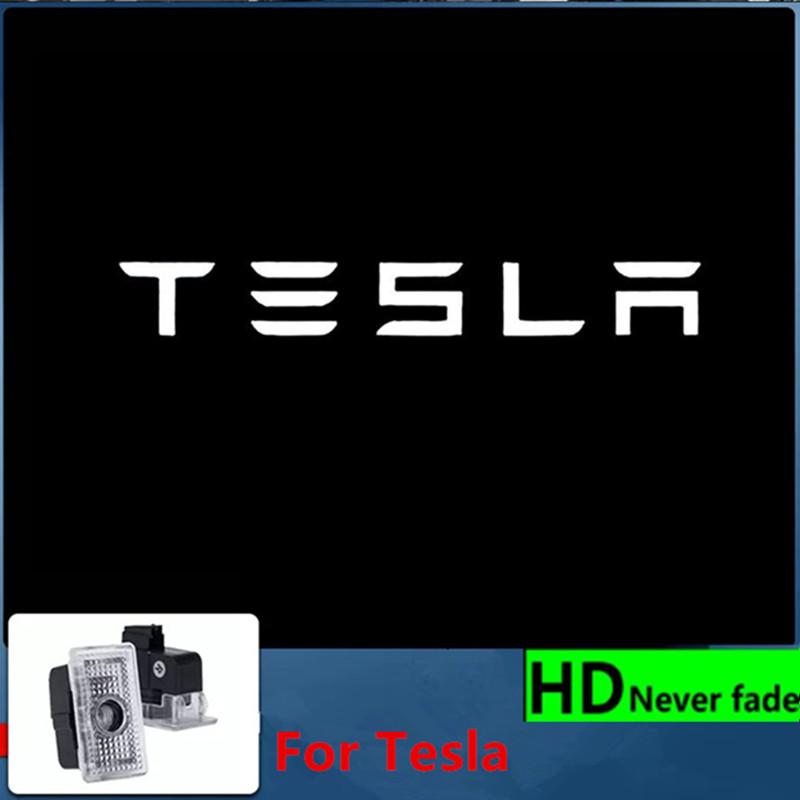 bjzqr4 2PCS Car Door HD LED Lamp Projector Courtesy Welcome Light For Tesla Model 3 S X highland Model Y 2025
