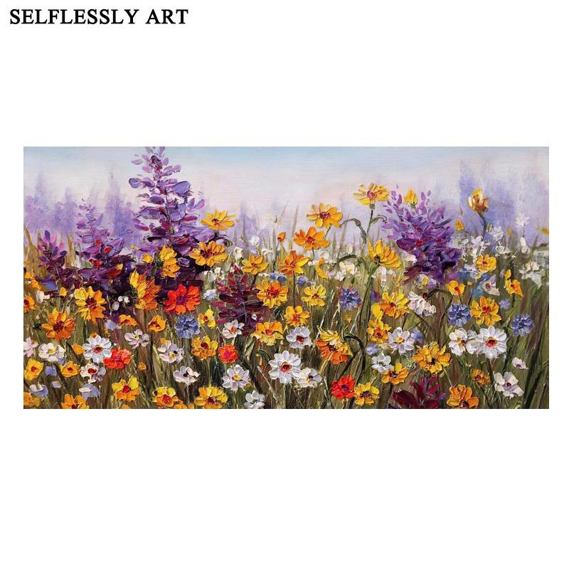 Абстрактные цветы, картина маслом на холсте, настенные художественные постеры и принты, настенные панно для гостиной, спальни, скандинавское искусство, домашний декор