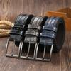 Ремень мужской из искусственной кожи крокодила с пряжкой, мужской повседневный широкий ремень