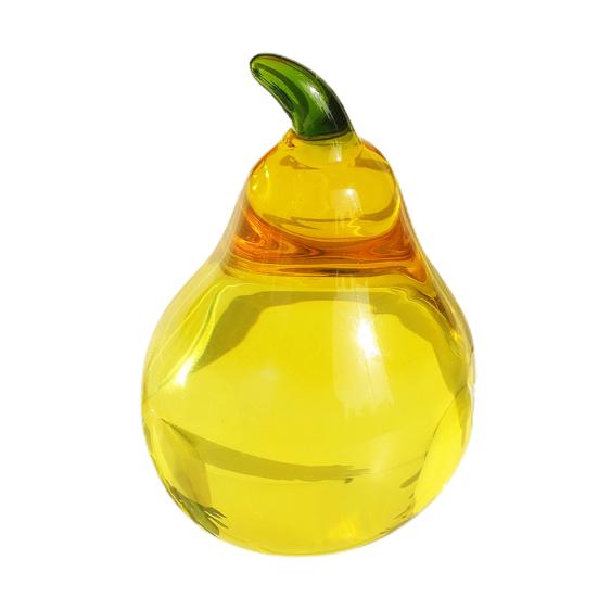 Faux Crystal Fruit Figurine Clear Glass Strawberry Pineapple Persimmon Lemon Banana Statue Sculpture Paperweight Desktop Decoration Ornament