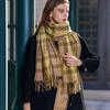 Женский кашемировый шарф Fuax, шарф с мягкой текстурой кожи, клетчатый шарф с кисточками для женщин, пять цветов на зиму