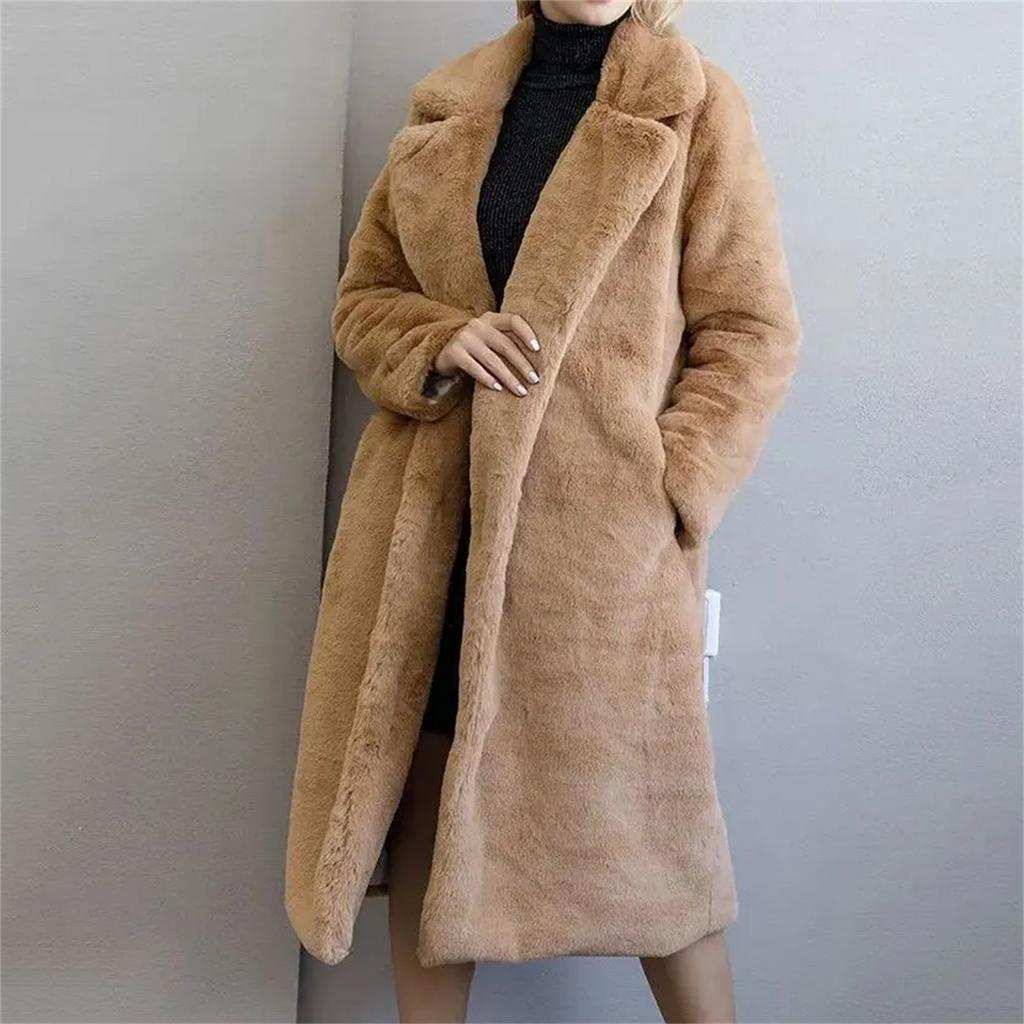 Fashion Casual Women's Sheep Shearing Stitching Coat Women's Mid-length Wool Coat