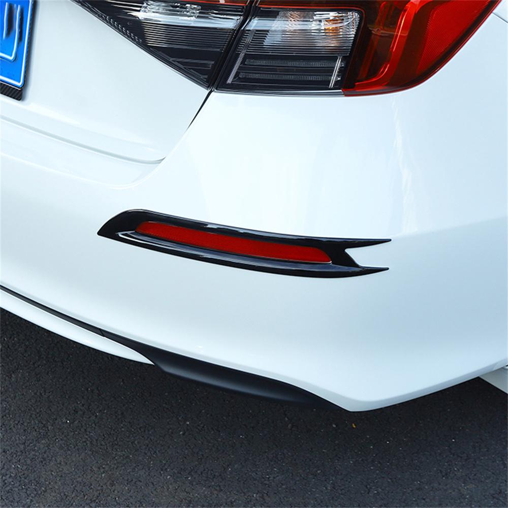 2Pcs Glossy Black Rear Bumper Reflector Cover Trim For Honda Civic 11Th Gen 2022