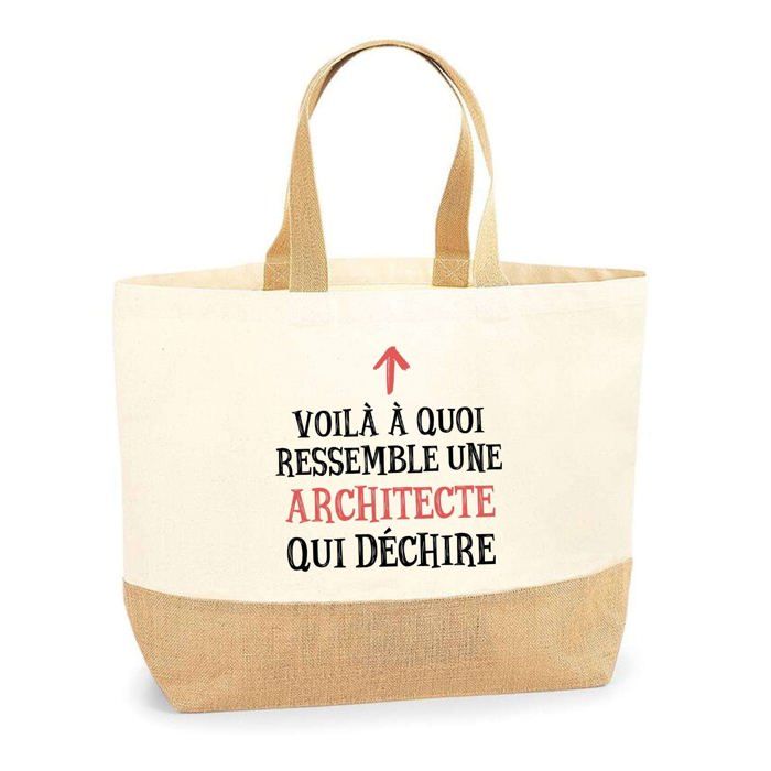 Sac en jute - PLANETEE - Architecte Qui Déchire Femme - Multicolore - Jute naturel - Fabriqué en France