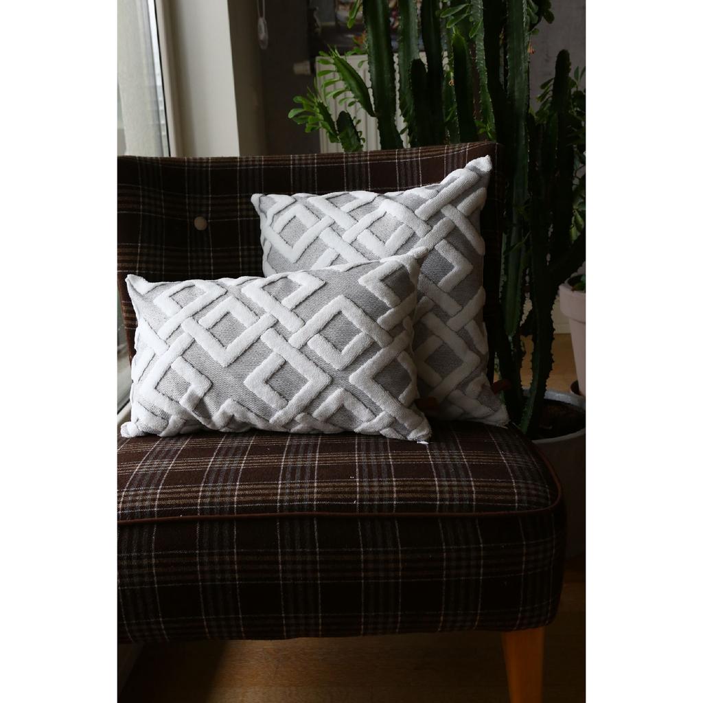 Bohemian Special Design Punch Pattern Decorative Throw Pillow Cover Mila Ecru