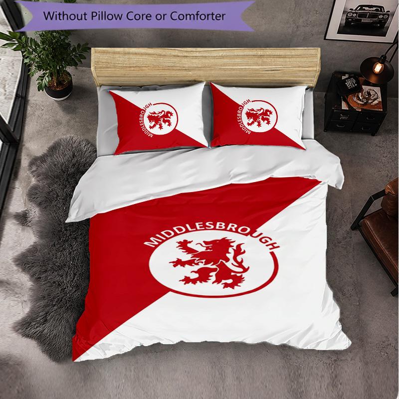 Middlesbrough FC Themed Bedding 3Pcs Duvet Cover Set Decorative Bed Linen For Teen Room Home Decoration