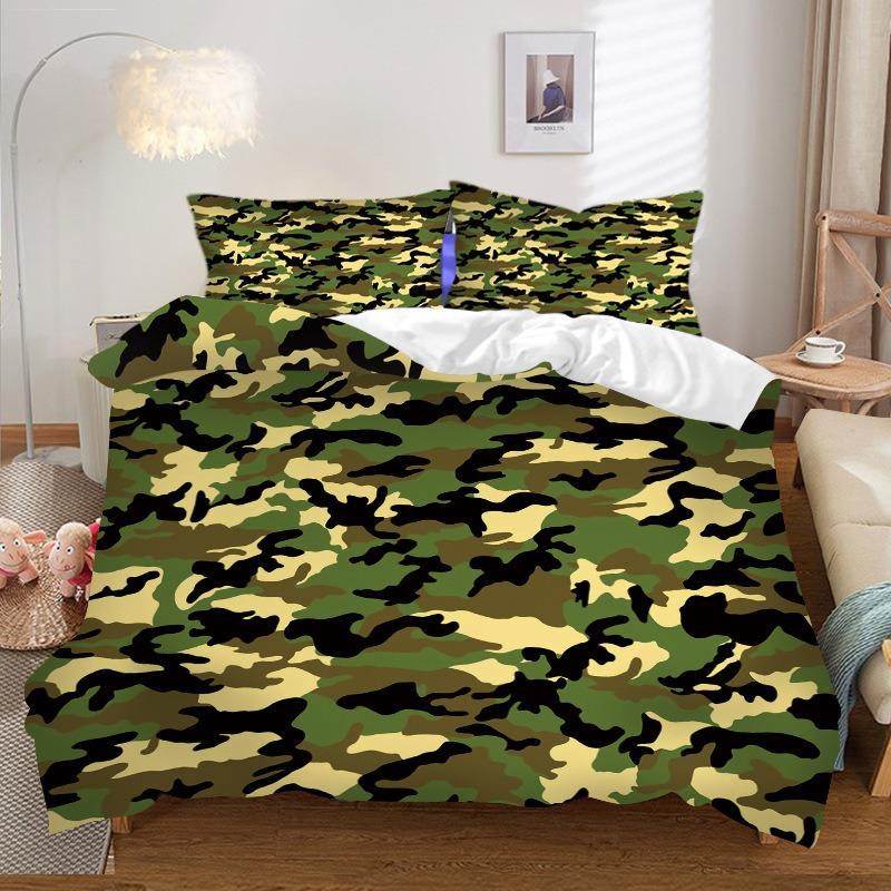 Forest Camo Hunting Lodge Bedding set, Full Duvet Cover & Pillowcases, Cozy Cabin Theme Bedroom Decor