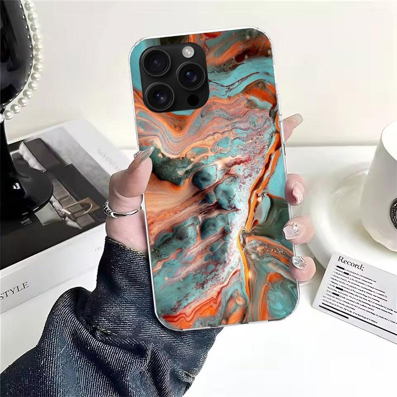 Fashion Geometric Marble Soft Phone Case For IPhone 11 17 Air 16E 16 Pro Max 15 + 14 Plus 13 Mini 12 Apple 7 SE 8 Fundas Coque 1