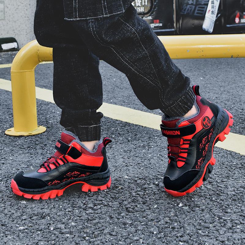 Осенне-зимние детские зимние ботинки с флисом, теплые, нескользящие, износостойкие, для детей, для занятий зимними видами спорта на открытом воздухе, для мальчиков