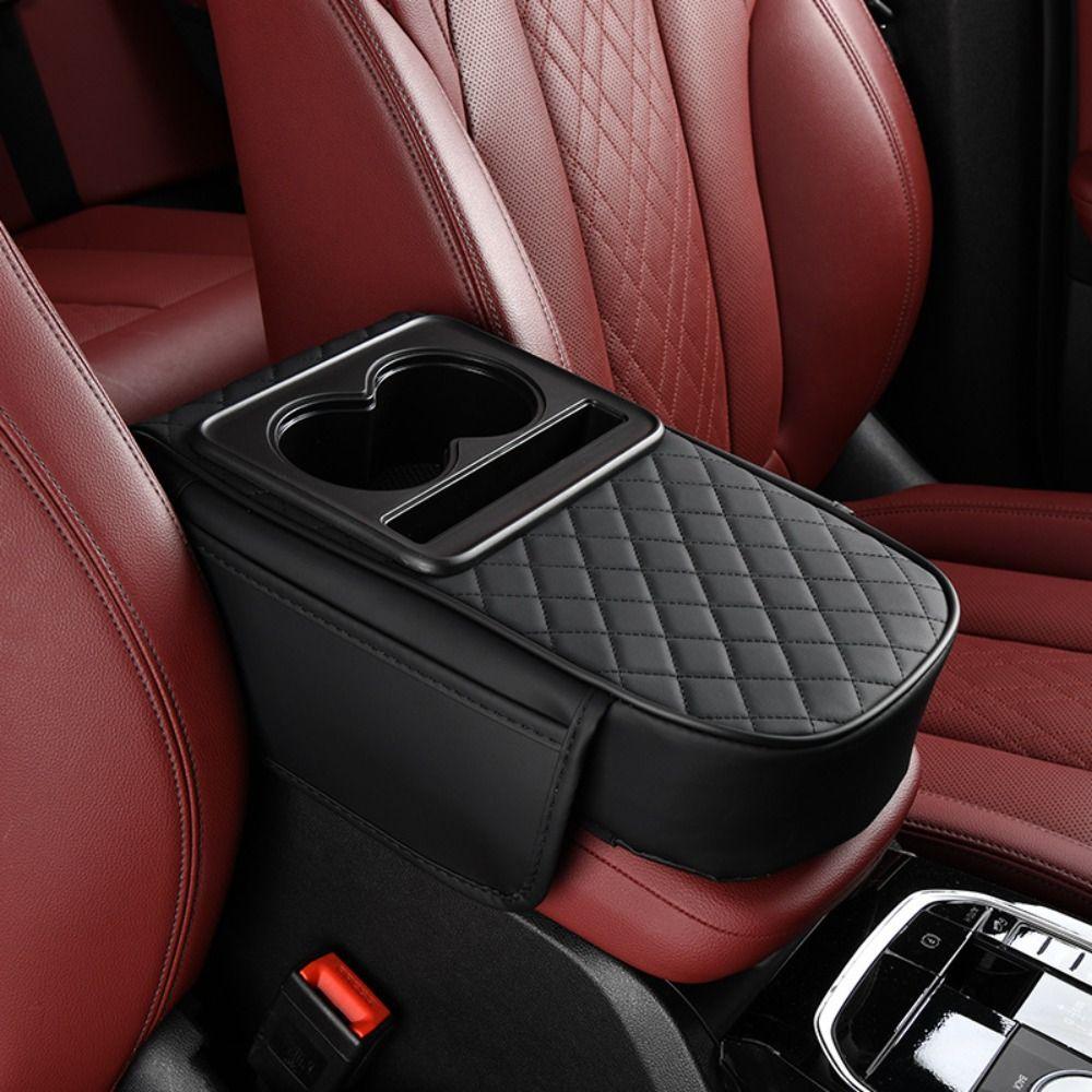 with Cup Holder Car Armrest Pad PU Leather Car Armrest Pillow  Universal