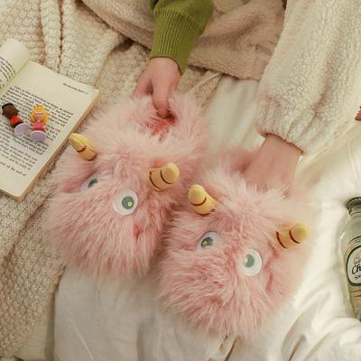 Милые женские тапочки Monster из хлопка — мягкие, теплые и идеально подходят для комфортного пребывания в помещении осенью/зимой