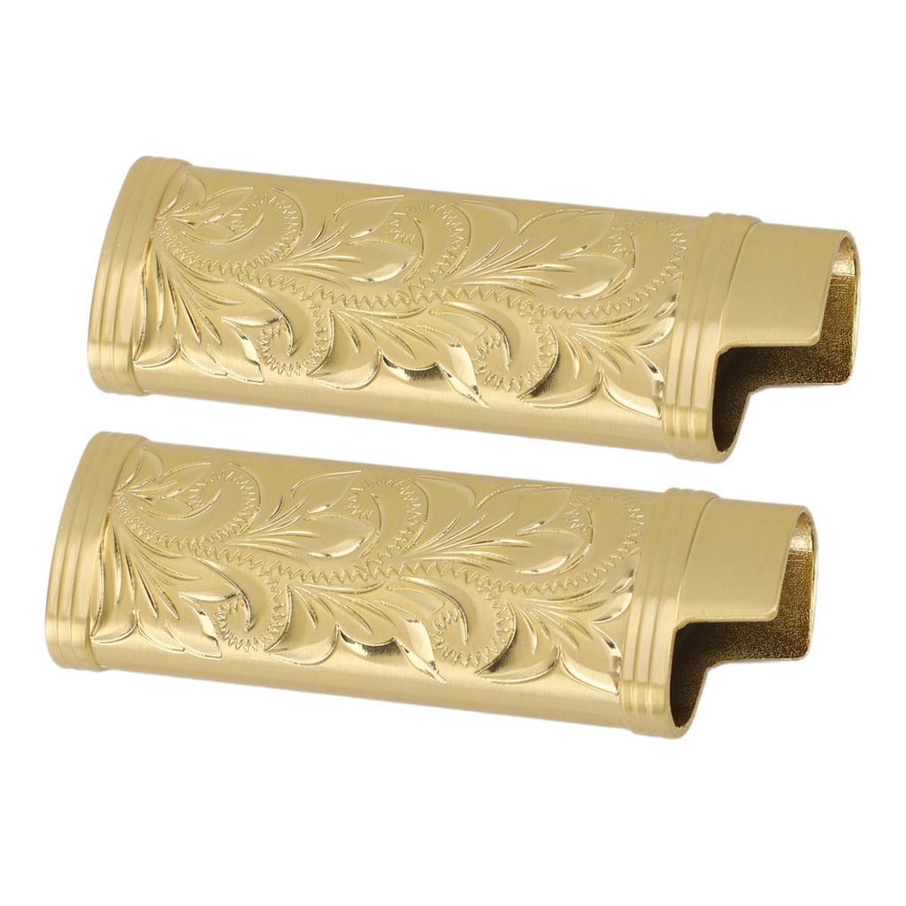 2Pcs Lighter Case Zinc Alloy Lighter Storage Container Floral Pattern for Outdoor Camping Hiking