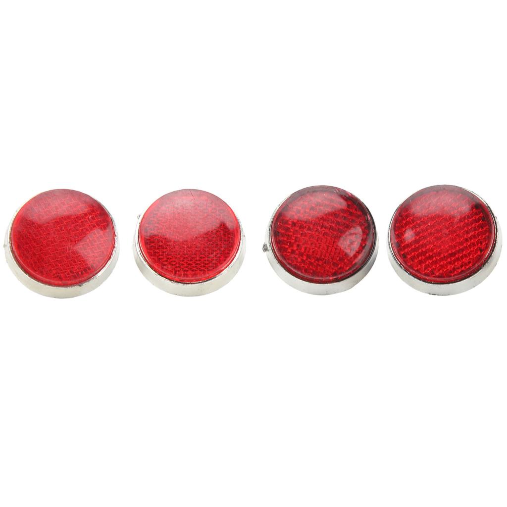 4Pcs Round Reflector 42mm High Brightness Waterproof Stylish Red Safety Reflector For M6 Thread Motorbike ATV Scooters