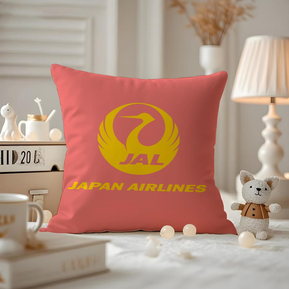 Japan Airlines Чехол для подушки Противопылевой наволочка Невидимая молния Шелковистый короткий плюш Чехол для диванной подушки