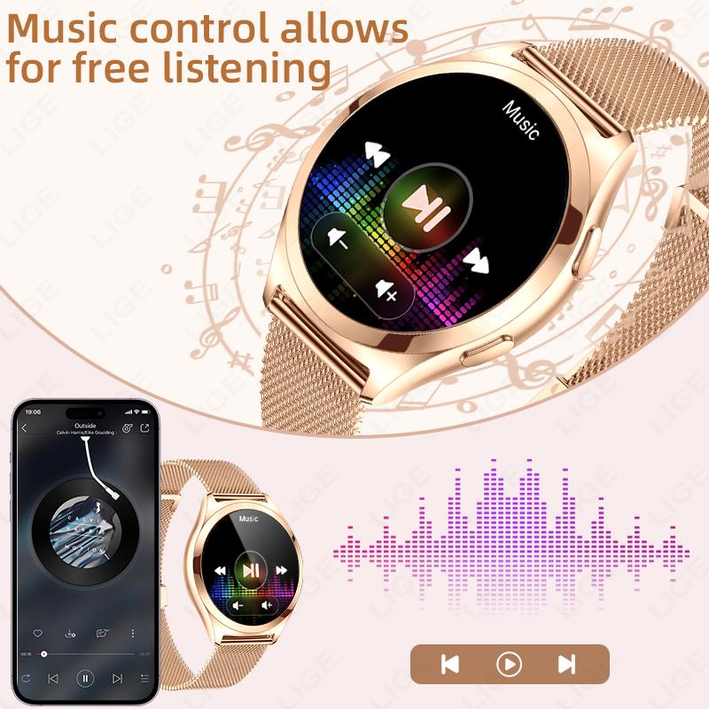 Роскошные умные часы для женщин, мониторинг здоровья, 1,27", Bluetooth-звонки, настраиваемый циферблат, женский браслет, спортивный монитор здоровья, смарт-часы, подарок для женщин