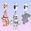 Original Punk Style Robot Glitter Pet Cat Puzzle Pendant For DIY Bracelet Necklace Gift Fashionable Jewelry Accessories