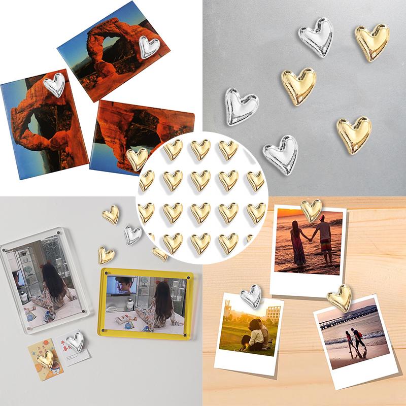 20 шт. магниты на холодильник наклейки на холодильник в форме сердца 20 мм милый маленький магнит для холодильника золото серебро офис доска шкафчик магнитный